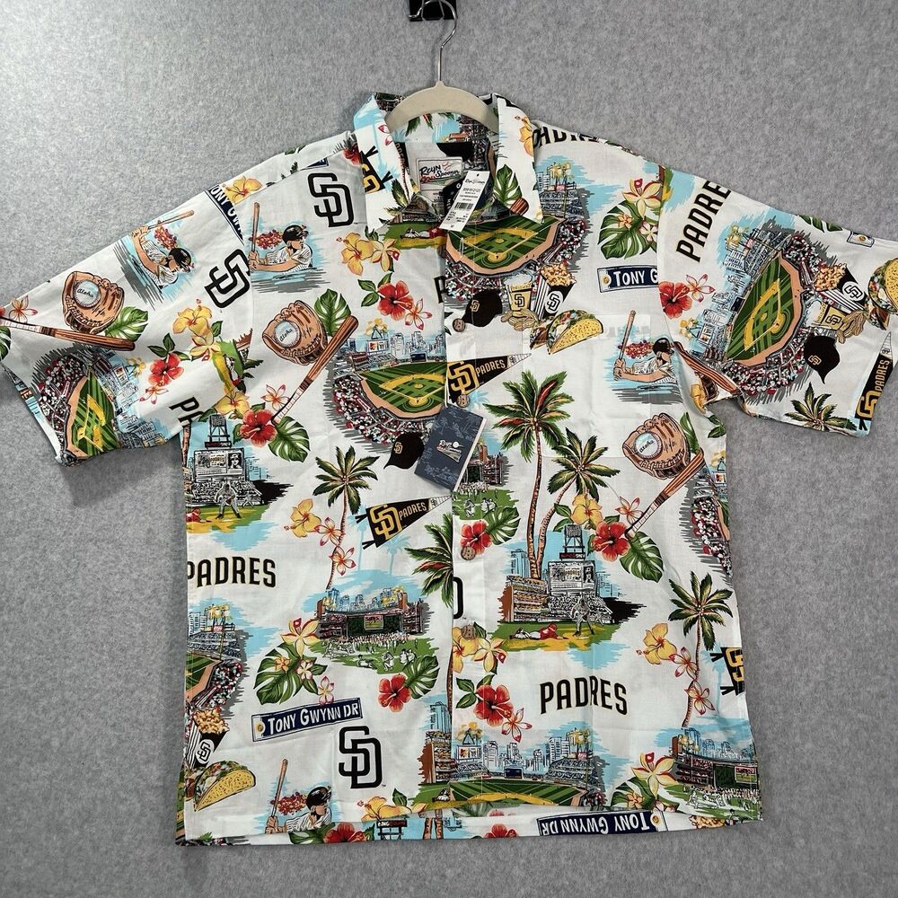 Reyn Spooner San Diego Padres Mens M Shirt Button Up AOP Hawaiian Tony Gwynn Dr